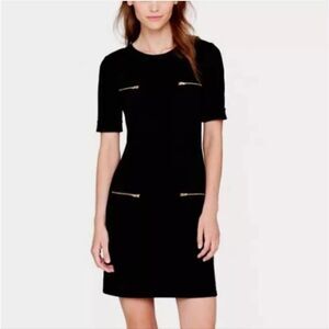 J. Crew Gold and Black Mini Sheath Dress with Cuffed Sleeves for Cocktail SZ 6